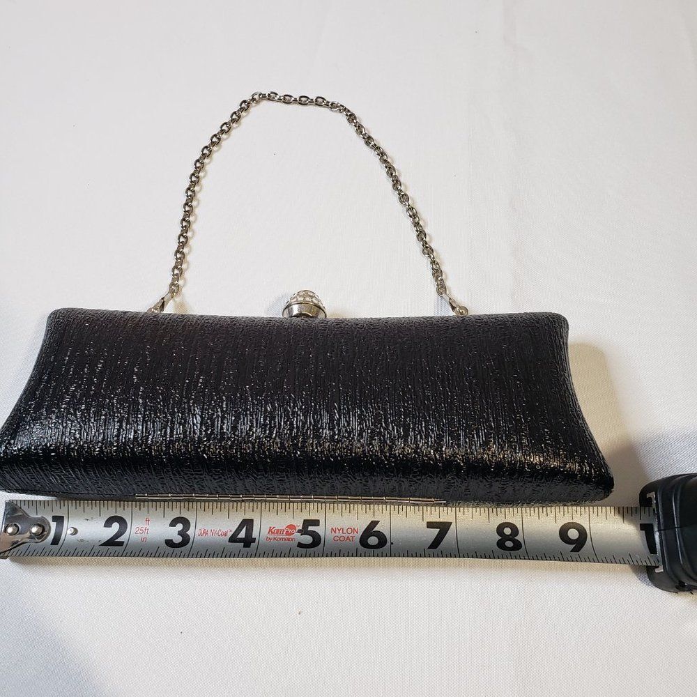 Kate Landry Black Textured Barrel Evening Mini Hand Bag Clutch Purse Chain - Picture 9 of 12